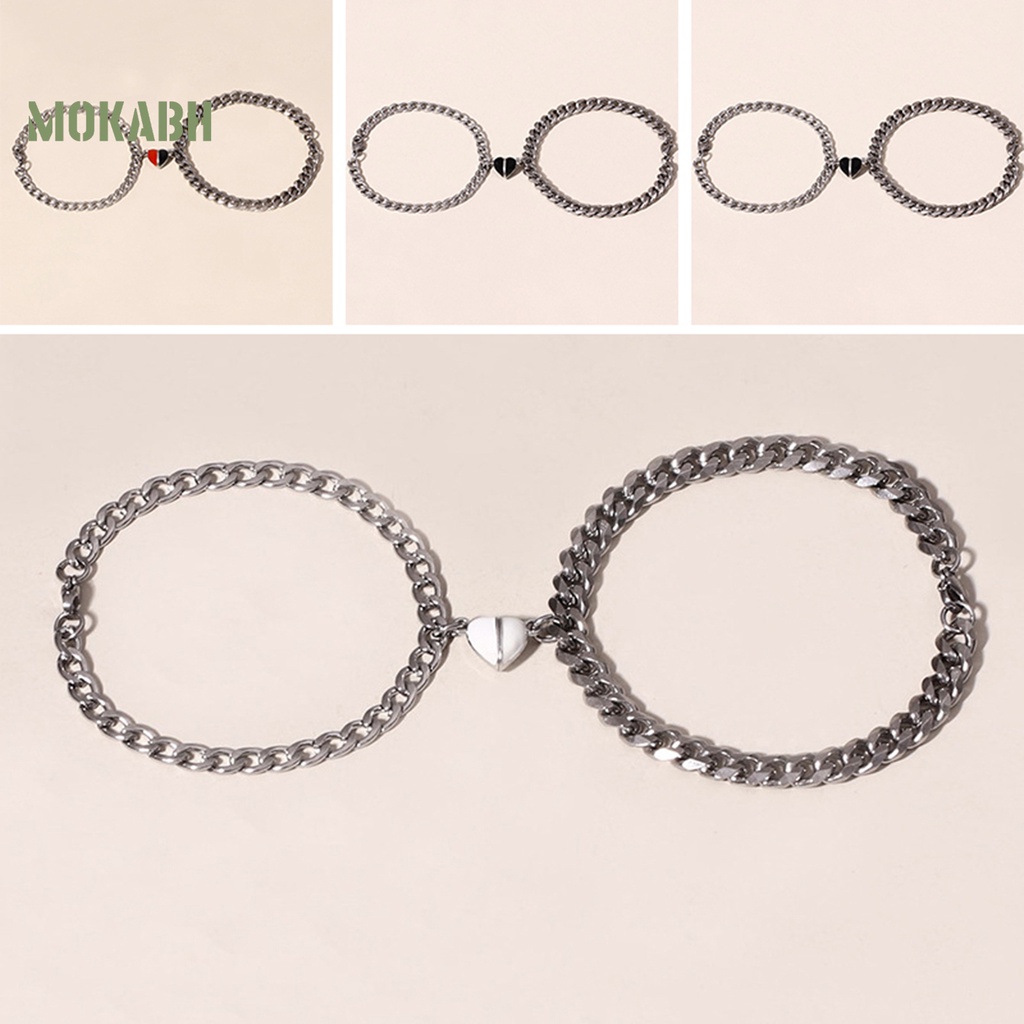 1 Cặp Vòng Tay Mạ Điện Mặt Trái Tim / Thánh Giá Chống Rỉ Sét Thời Trang Unisex