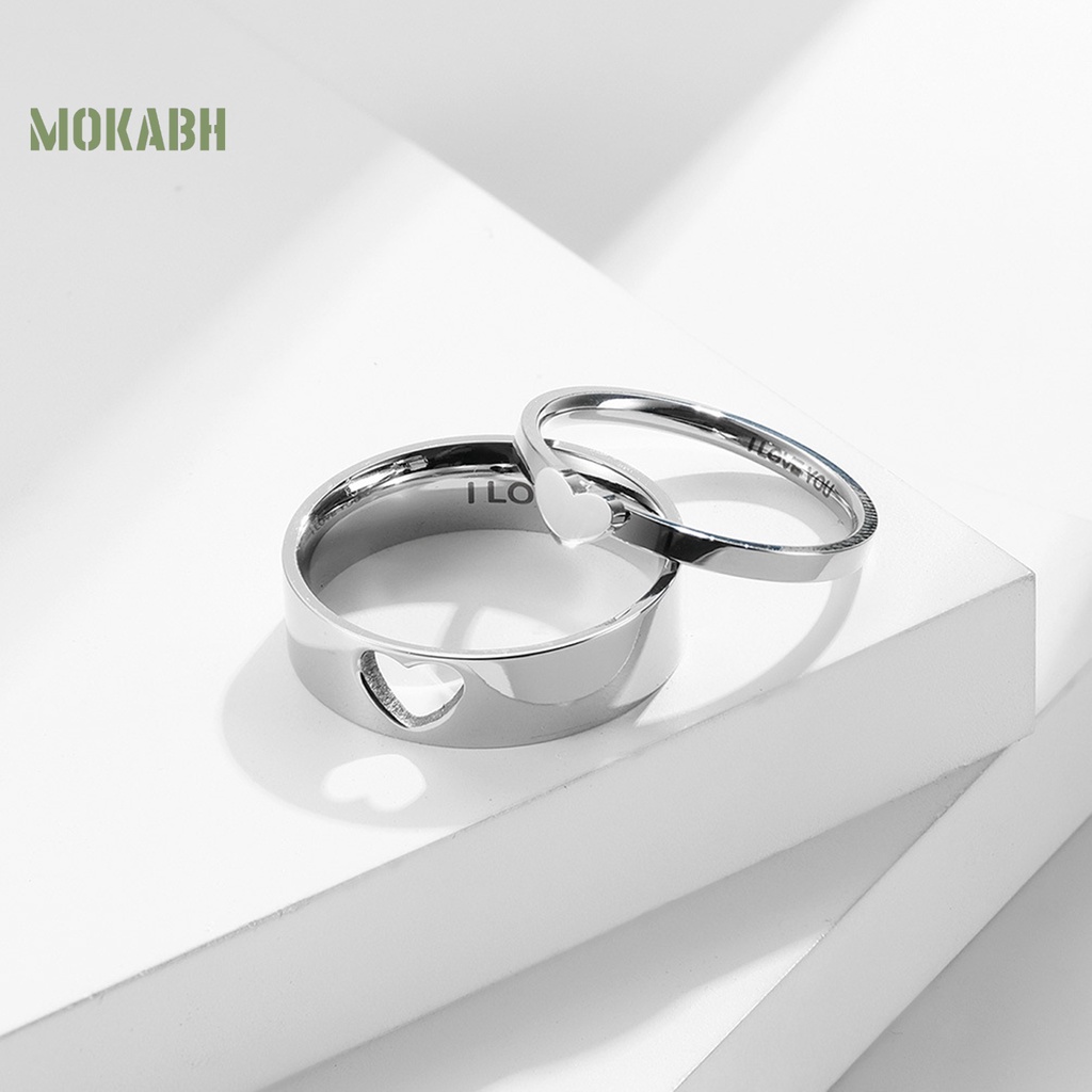 [Mới] Set 2 Nhẫn Mạ Điện Sáng Bóng Hình Trái Tim Rỗng Độ Bóng Cao Tinh Tế Phù Hợp Với Trang Sức