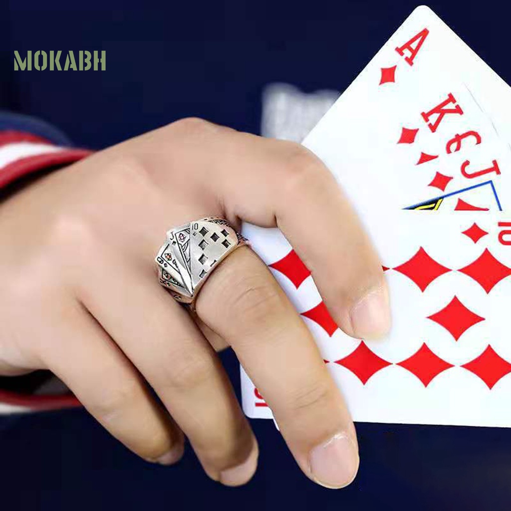 Nhẫn Hở Khắc Lá Bài Poker Phong Cách Cổ Điển Có Thể Điều Chỉnh Kích Thước
