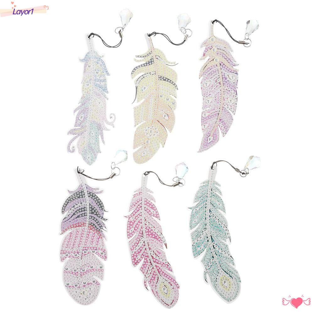 Layor1 6 Cái Bookmark Lông Vũ Nghệ Thuật|Ba Lô Đi Học Họa Tiết 5d Xinh Xắn Chất Lượng