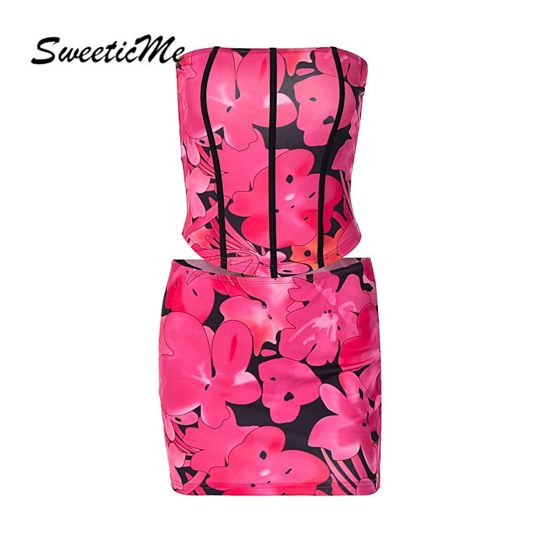 Set Áo Váy Ngắn Ôm Eo In Họa Tiết Thời Trang 2023 Quyến Rũ Cho Nữ