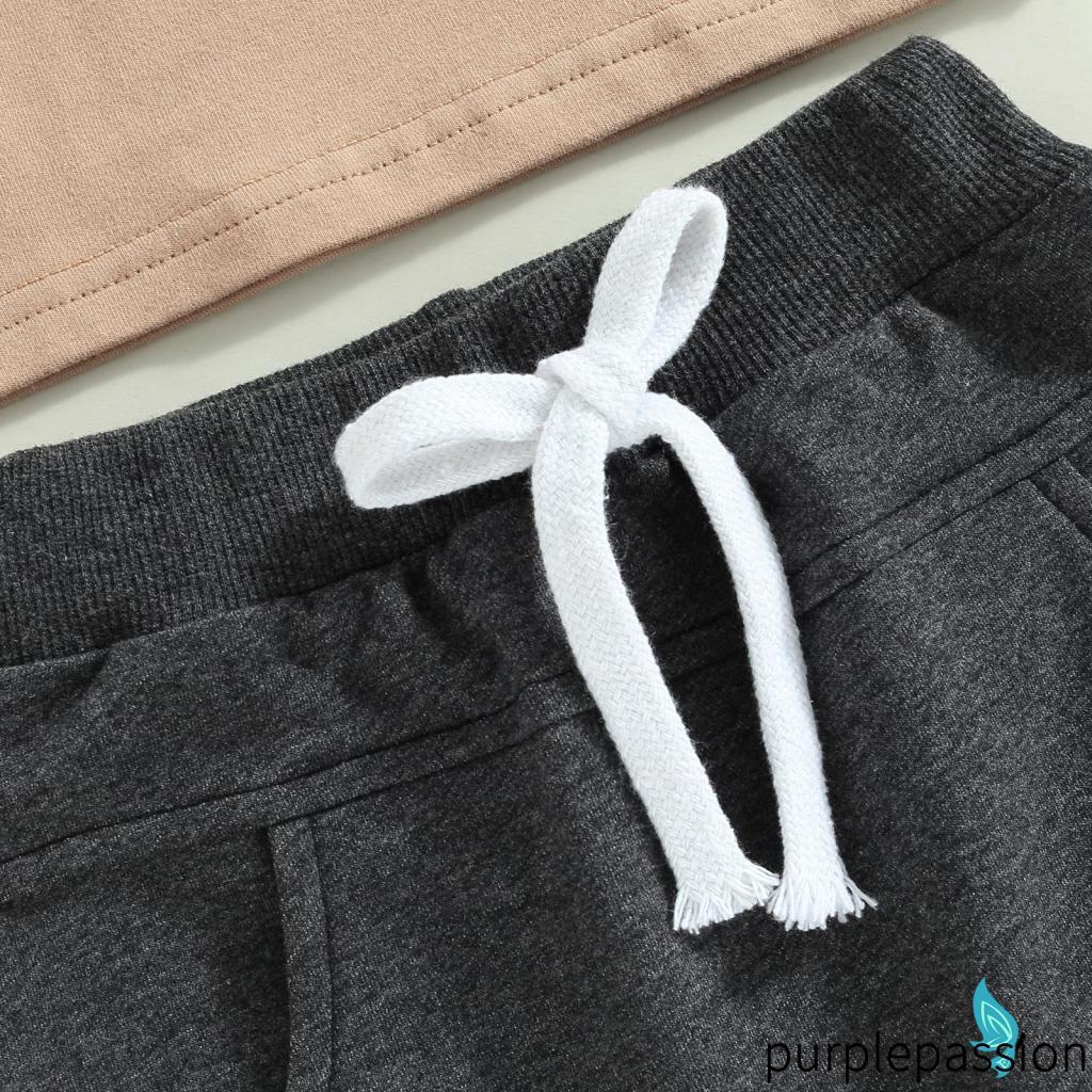 Bộ Áo Thun Tay Ngắn Cổ Tròn Phối Quần Short Dây Rút Thời Trang Cho Bé Trai