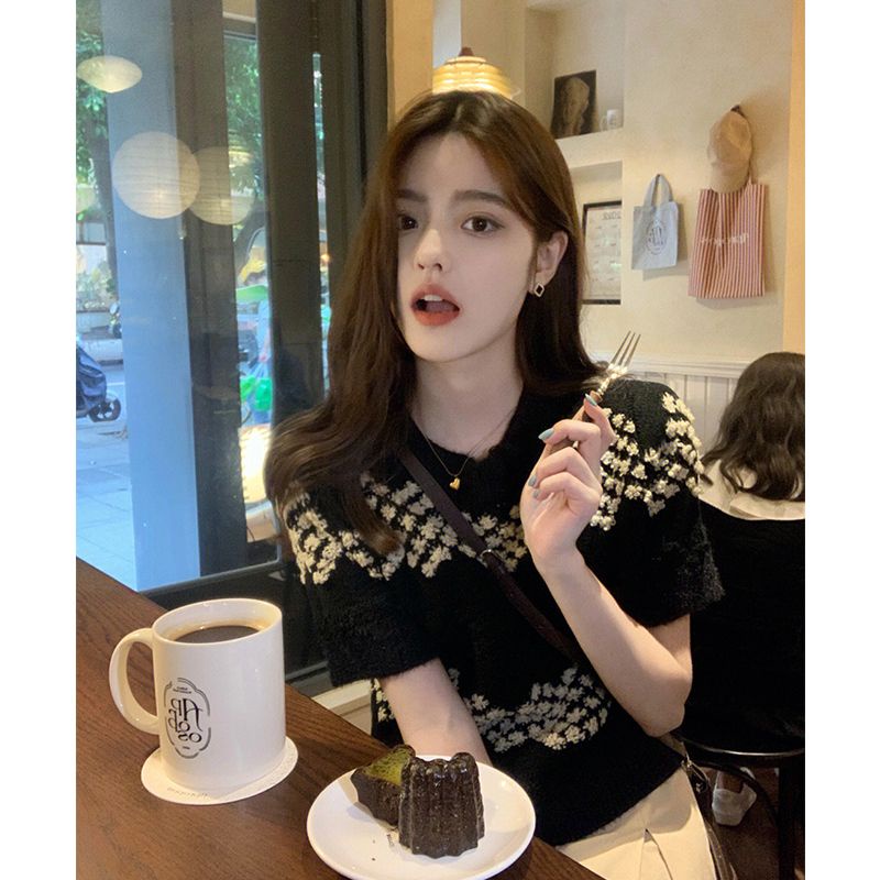 Áo Thun Sweater Dệt Kim Tay Ngắn Thời Trang Mùa Hè Cho Nữ