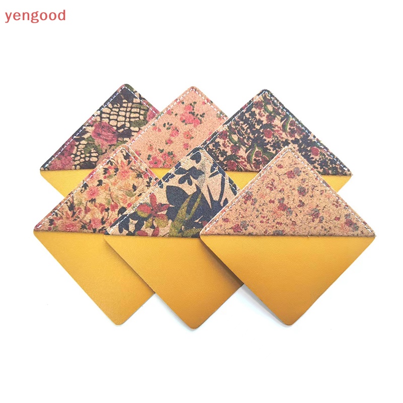 (YGD) Thẻ Đánh Dấu Trang Sách Di Động Bằng Da In Họa Tiết Hoa Hình Thoi Làm Quà Tặng