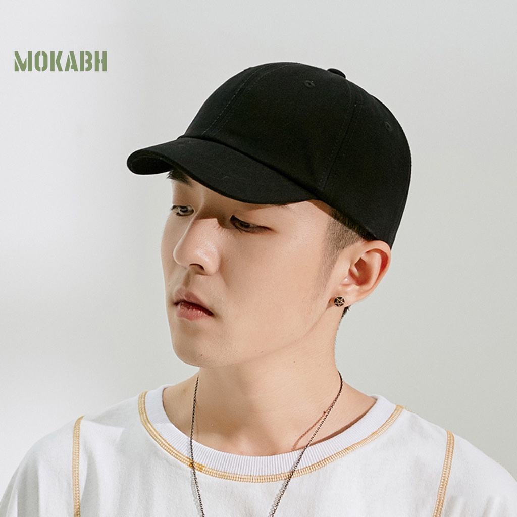 [Mok Abh] Mũ Bóng Chày Mềm Mại Thoáng Khí Chống Trượt Màu Trơn Có Vành Điều Chỉnh Được Cho Nam