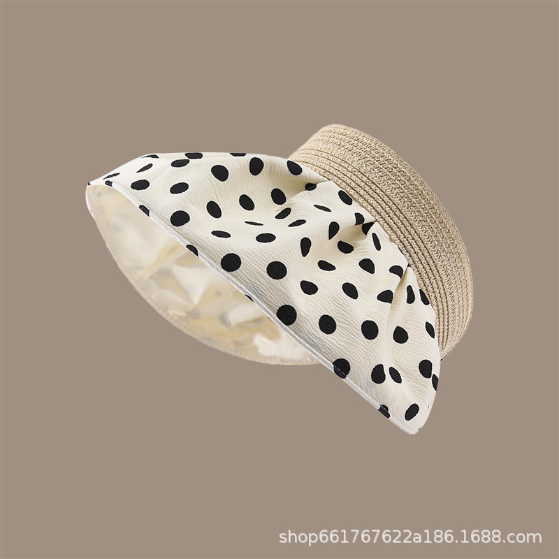 Mũ Rộng Vành Chống Nắng Họa Tiết Chấm Bi Thời Trang Đi Biển Mùa Hè