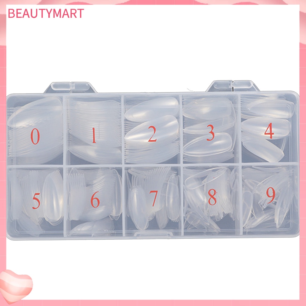 Bộ 500 Móng Tay Giả Đầu Tròn Bằng Acrylic Trong Suốt