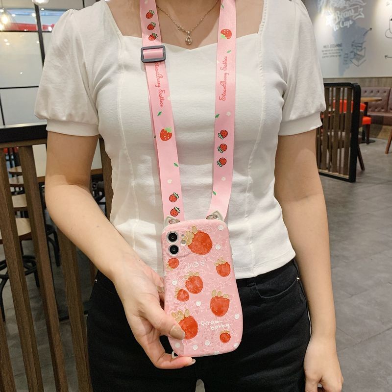 Ốp Điện Thoại Mềm Chống Sốc Có Dây Đeo Chéo Cho Iphone 14 Pro MAX 13 12promax 11 Pro X XS MAX XR