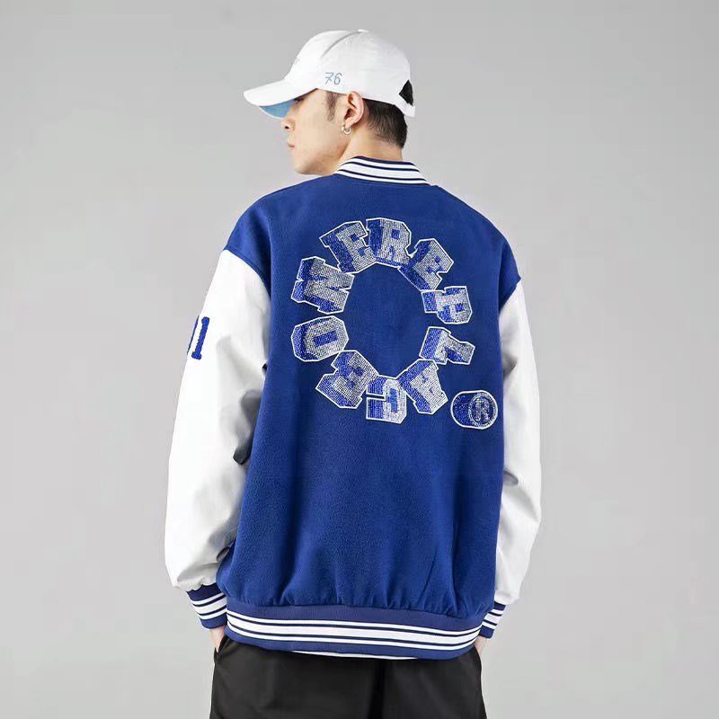 Áo Khoác Bóng Chày Dáng Rộng Thêu Họa Tiết Phong Cách Retro Mỹ Cho Nam Nữ