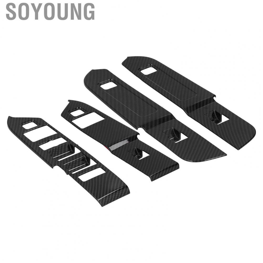 Soyoung 4PCS Window Lift Panel Switch Frame Carbon Fiber Color Replacement for Land Rover Defender 2020 Left Hand Drive