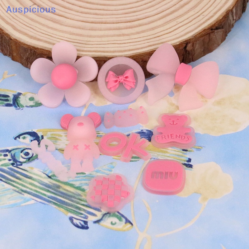 Bộ 5 Miếng Dán PVC Mềm Màu Hồng Dạ Quang Họa Tiết Hoạt Hình Dùng Trang Trí Ốp Điện Thoại DIY