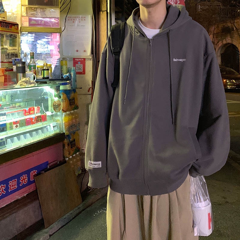 Áo nỉ có khóa Unisex dáng rộng áo khoác nam nữ