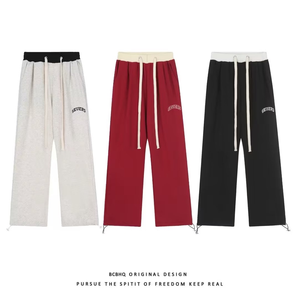 Quần Thể Thao Dáng Suông Rộng Màu Sắc Tương Phản Phong Cách Hiphop Đường Phố Cho Nam Và Nữ