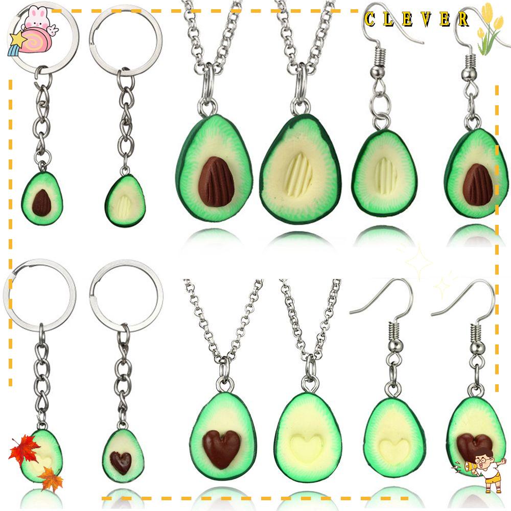 Bộ 2 Vòng cổ Và Bông Tai Hình Quả Bơ Màu Xanh Lá Thời Trang Cho Bạn Gái