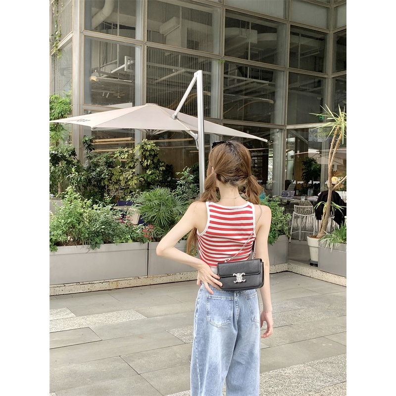 NZN Áo Dệt Kim Hai Dây Họa Tiết Kẻ Sọc Cho Nữ