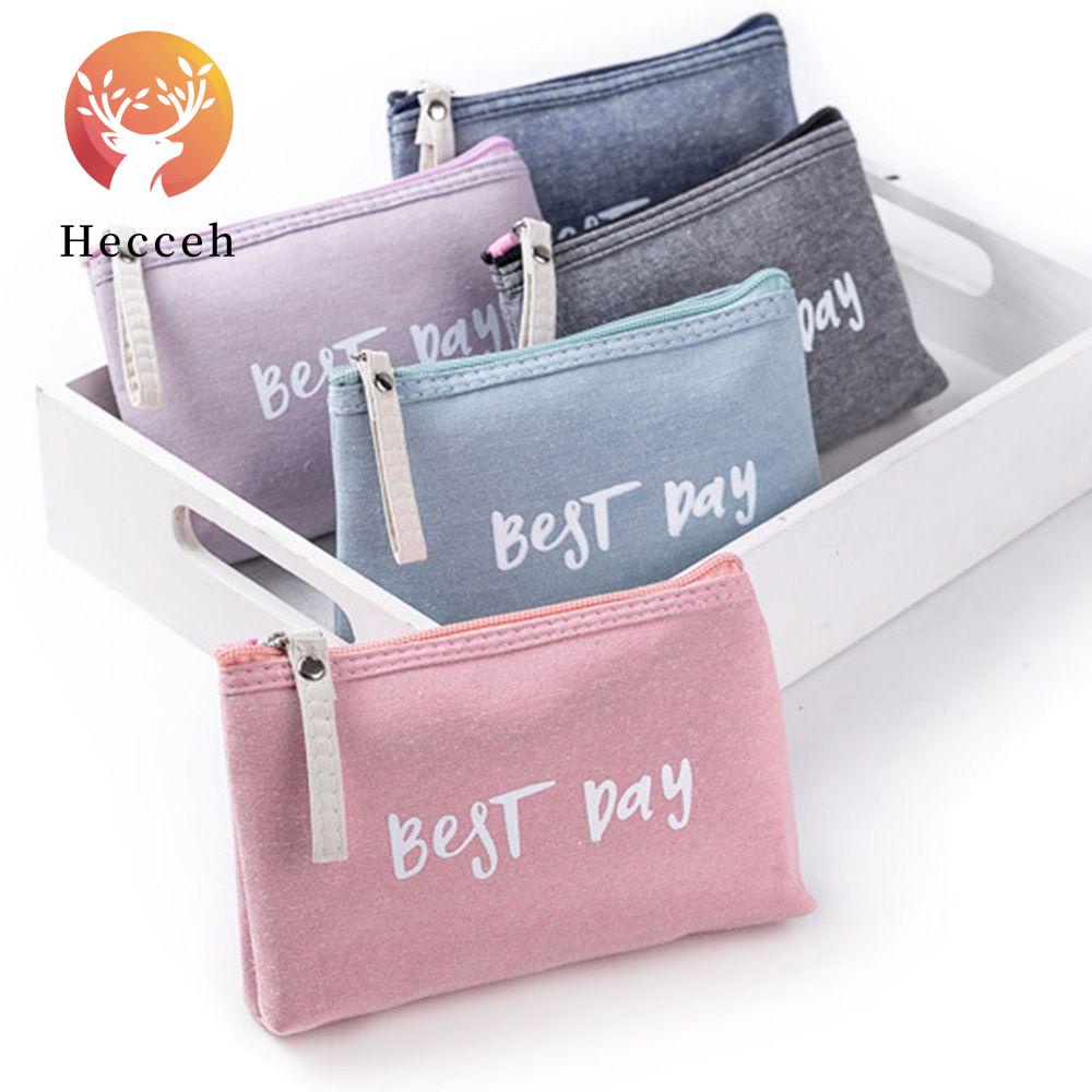 Túi Canvas Đựng Mỹ Phẩm Có Khóa Kéo Tiện Lợi