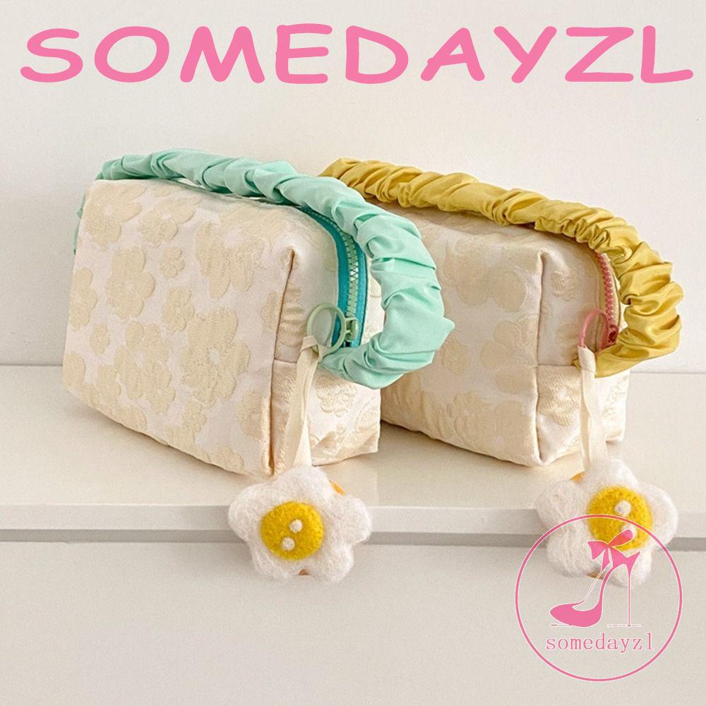 Túi Canvas Đựng Đồ Trang Điểm Mỹ Phẩm Họa Tiết Hoa Xinh Xắn Cho Nữ