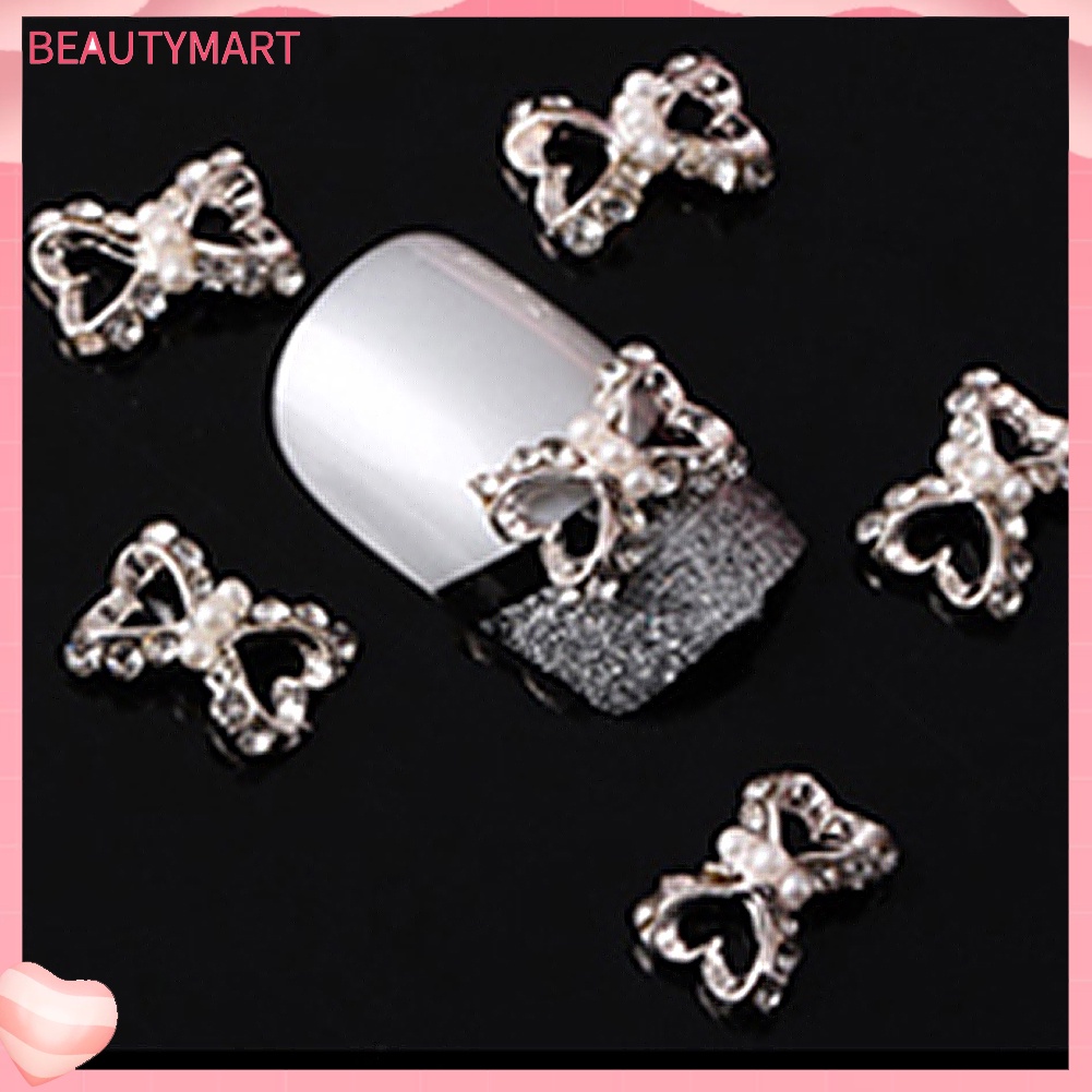 Bộ 10 Miếng Dán Trang Trí Móng Tay Hình Nơ Đính Đá Lấp Lánh DIY