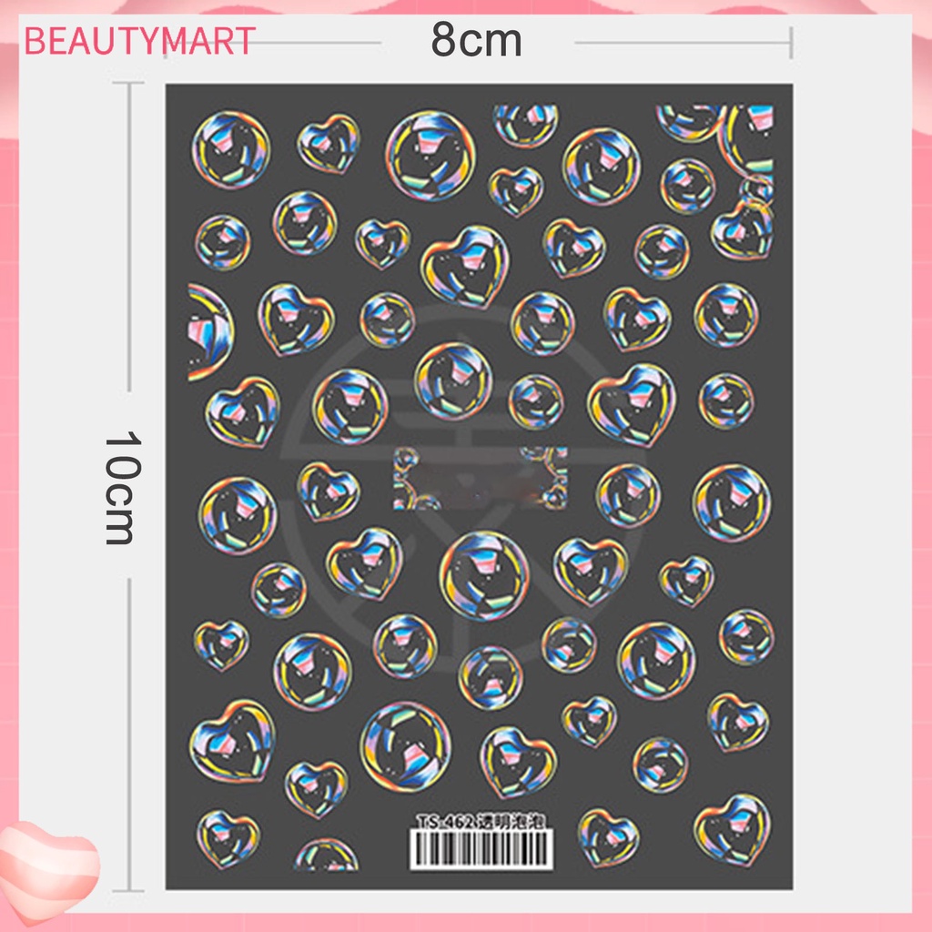 Miếng Dán Trang Trí Móng Tay Trong Suốt Siêu Mỏng Họa Tiết Bong Bóng 5D