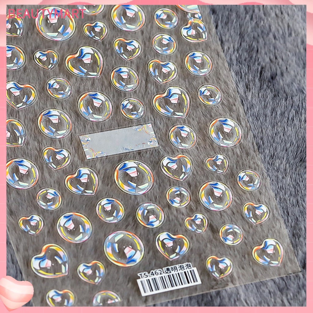 Miếng Dán Trang Trí Móng Tay Trong Suốt Siêu Mỏng Họa Tiết Bong Bóng 5D