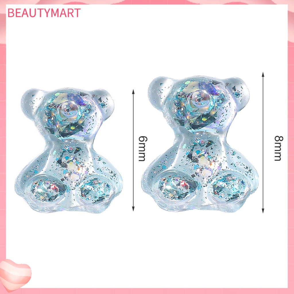 Bộ 50 Phụ Kiện Trang Trí Móng Tay Hình Gấu 3D Lấp Lánh Đa Năng