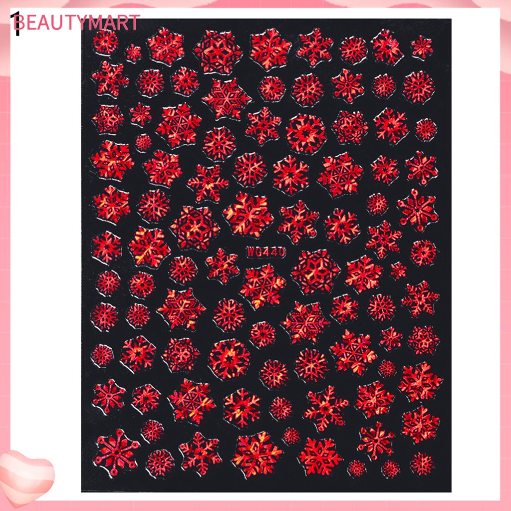 Miếng Dán Trang Trí Móng Tay Họa Tiết Bông Tuyết Trắng Dập Nổi Phong Cách Giáng Sinh