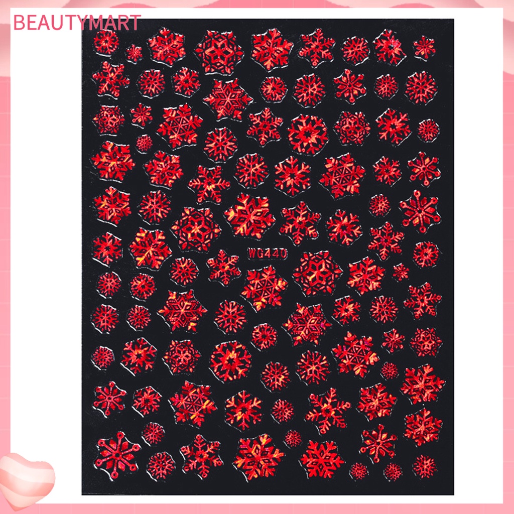 Miếng Dán Trang Trí Móng Tay Họa Tiết Bông Tuyết Trắng Dập Nổi Phong Cách Giáng Sinh