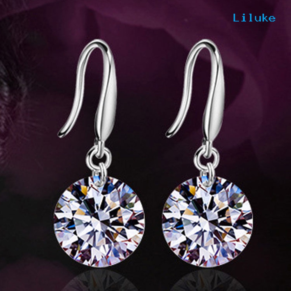 Đôi Khuyên Tai HìNh TròN Mạ BạC ĐíNh Zircon LấP LáNh ThờI Trang Cho Nữ