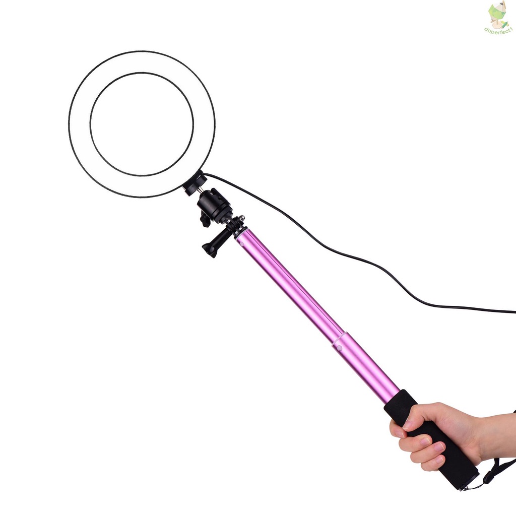 docooler 6 Inch Mini LED Ring Light Photography Lamp Dimmable 3 Lighting Modes USB Powered with Telescopic Stand Mini De   Came-6.5
