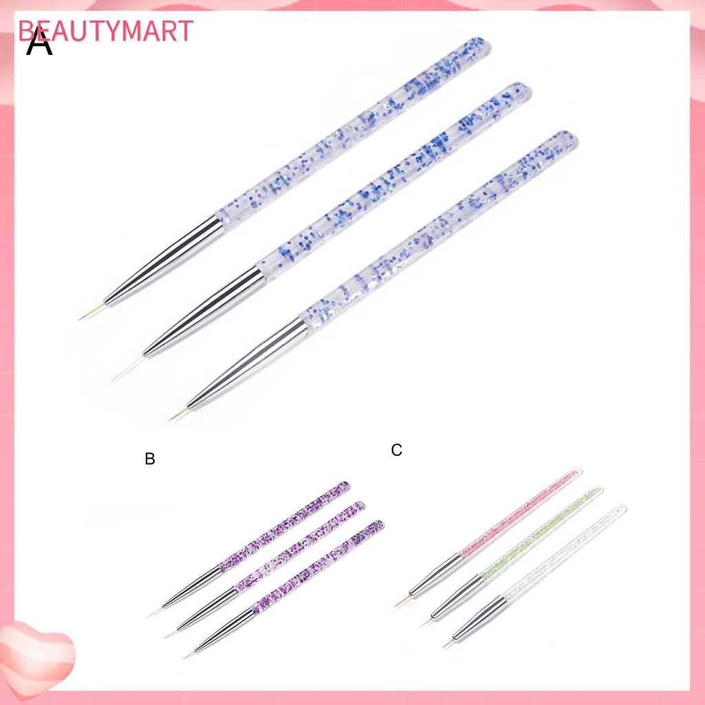 Set 3 Bút Vẽ Móng Nghệ Thuật Bằng Nhựa Siêu Nhẹ Đa Năng Màu Sắc Sống Động