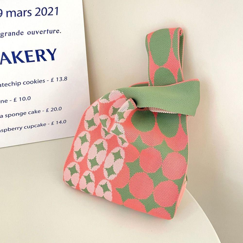 Túi Đựng Son Môi / Đồ Trang Điểm Đeo Cổ Tay Dệt Kim Co Giãn Họa Tiết Ngôi Sao Niche Phong Cách Hàn Quốc Thanh Lịch Cho Nữ