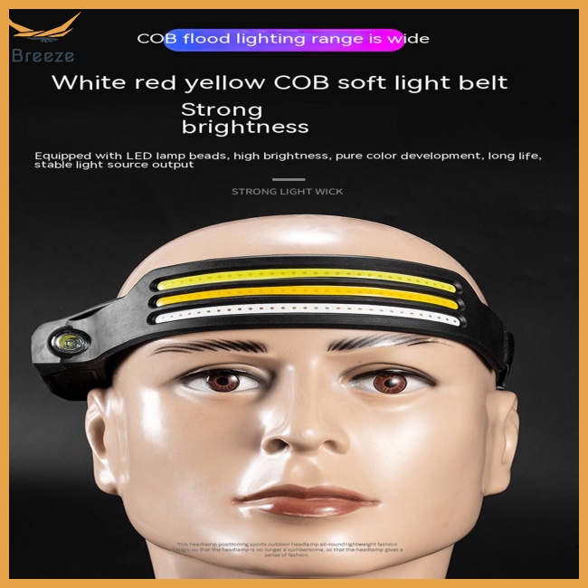 Đèn Pha Led Cob Cảm Ứng Nhiều Chế Độ Kèm Pin Sạc Usb Chất Lượng Cao