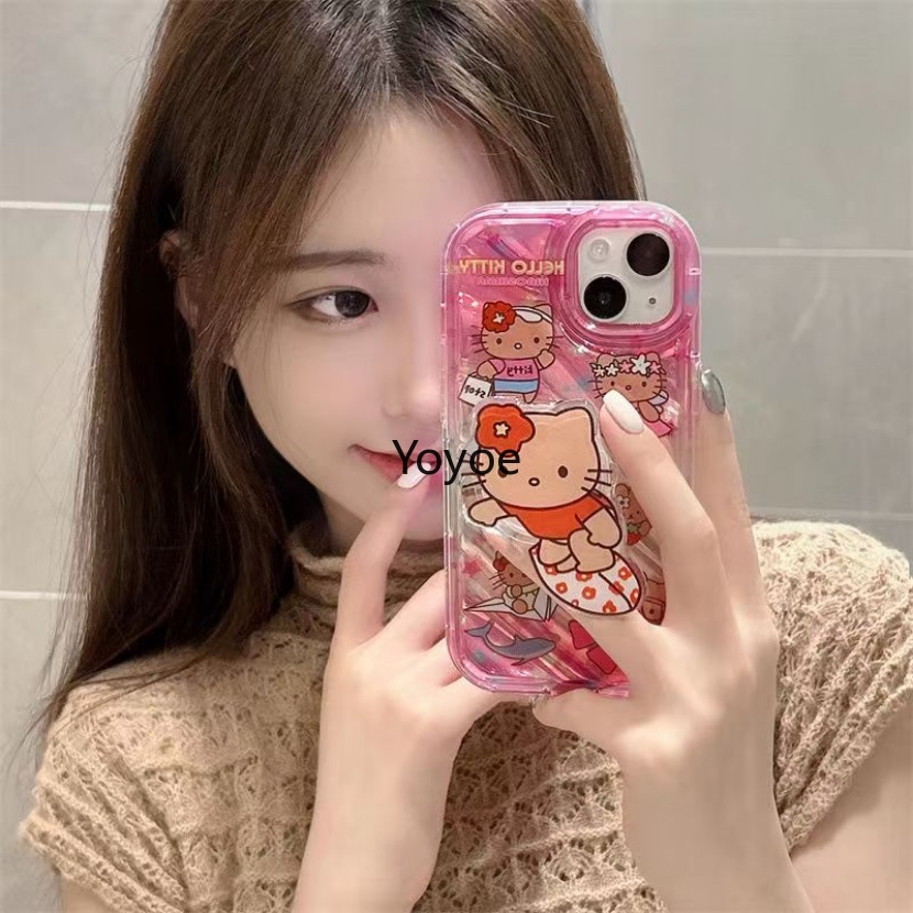 Ốp Điện Thoại Màu Hồng Gradient Hình Mèo KT Cho iPhone 11 13 14 Pro Max 12 Pro XS Max XR X 8 7 14 Plus SE