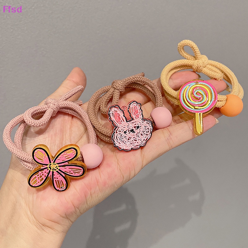 {Ffsd} Dây Cột Tóc Acrylic Màu Kẹo Graffiti Hoạt Hình Dễ Thương Hàn Quốc Cho Bé Gái * Bán Chạy