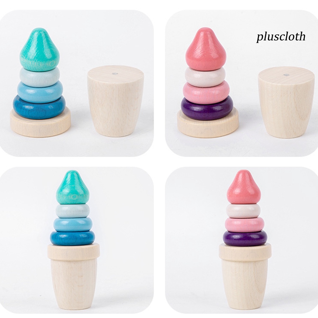 Đồ Chơi Khối Xếp Chồng Lên Nhau Hình Que Kem Bằng Gỗ Dễ Thương Cho Bé