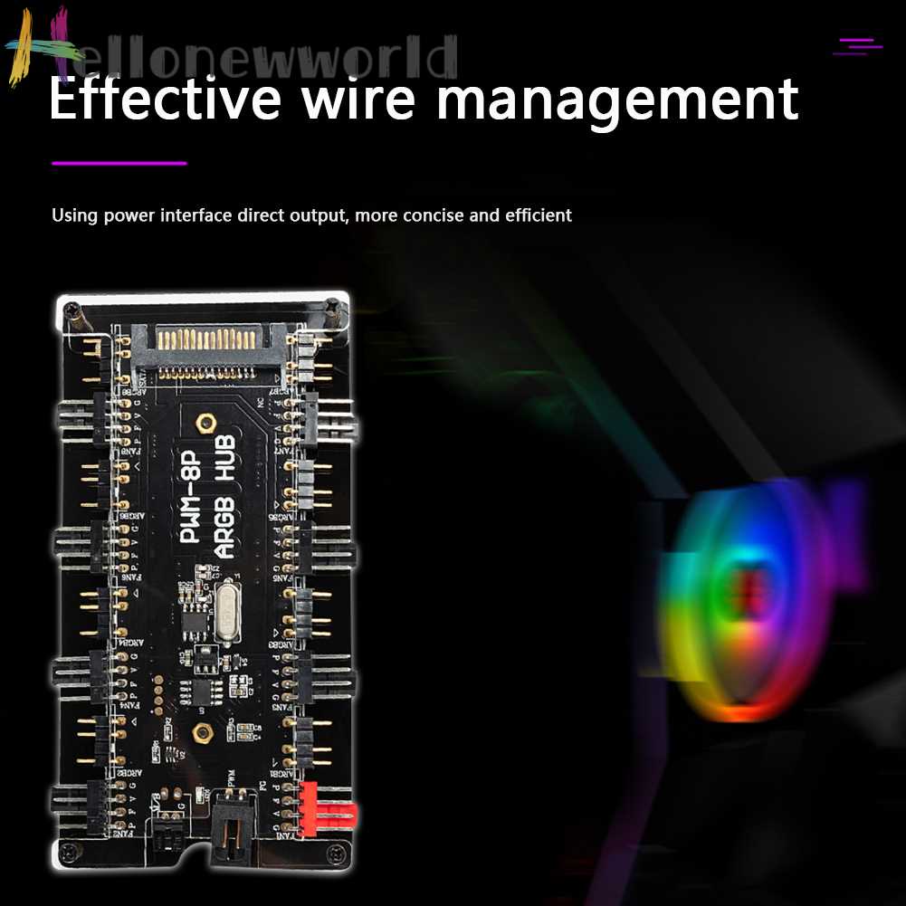 Bộ Chia Nguồn SATA Từ 1 Sang 8 Quạt 12V 4 Pin PWM ARGB