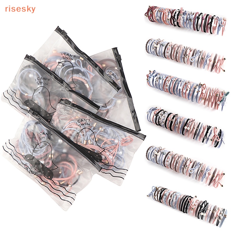 Set 25 Dây Cột Tóc Thắt Nút Co Giãn Đính Ngọc Trai Cơ Bản Dành Cho Bạn Nữ