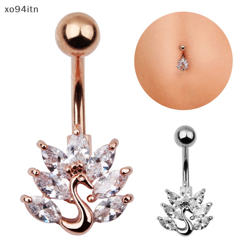 Khuyên Rốn Hình Công Đính Đá Lấp Lánh Chất Liệu Thép Không Gỉ