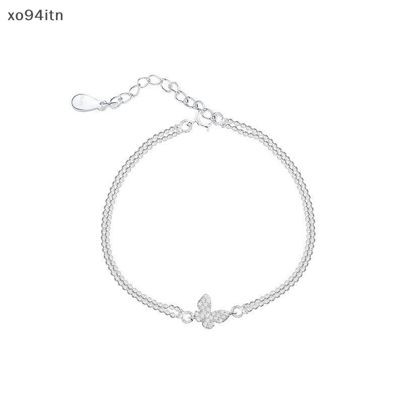 Vòng Tay Dây Xích Màu Bạc Mặt Hình Bướm Đính Đá Zircon Lấp Lánh Chống Dị Ứng Màu Sắc Ngọt Ngào Cho Nữ