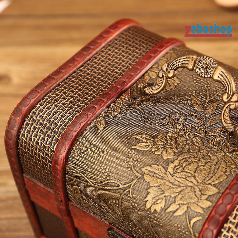 Hộp Đựng Trang Sức In Hoa Nhỏ Xinh Có Khóa Kiểu Retro