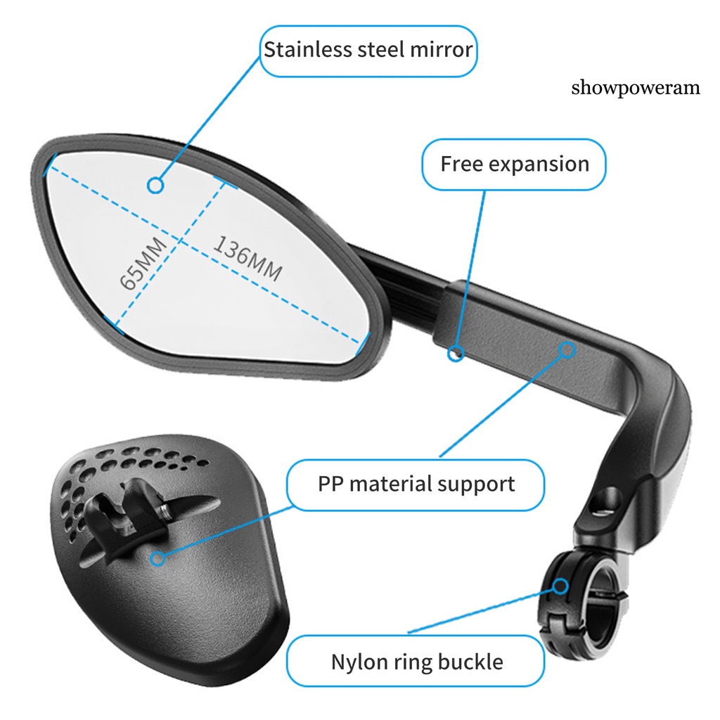 Gương Chiếu Hậu Có Giá Đỡ Xoay 360 Độ Bằng PP Chống Mòn Cho Xe Đạp MTB