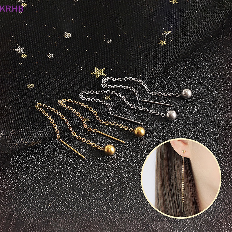 1 Cặp Khuyên Tai Dây Thép Titan Đơn Giản Cho Nữ Mới