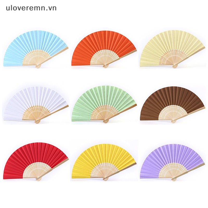 Quạt Xếp Cầm Tay Bằng Tre Và Giấy Trắng Dùng Luyện Tập Thư Pháp Trang Trí Tiệc Cưới DIY