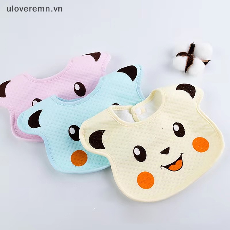 Yếm Ăn Cotton Họa Tiết Hoạt Hình Xinh Xắn Dành Cho Các Bé