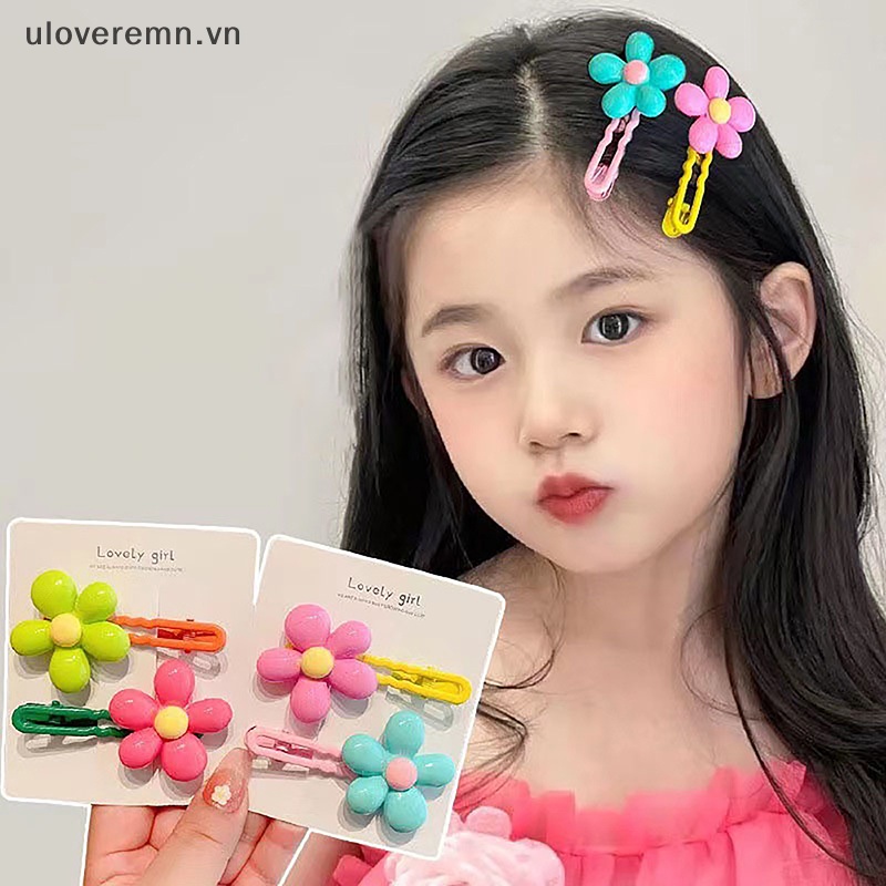 Bộ 2 Kẹp Tóc Hình Hoa Nhiều Màu Sắc Phong Cách Vintage Dễ Thương Cho Nữ