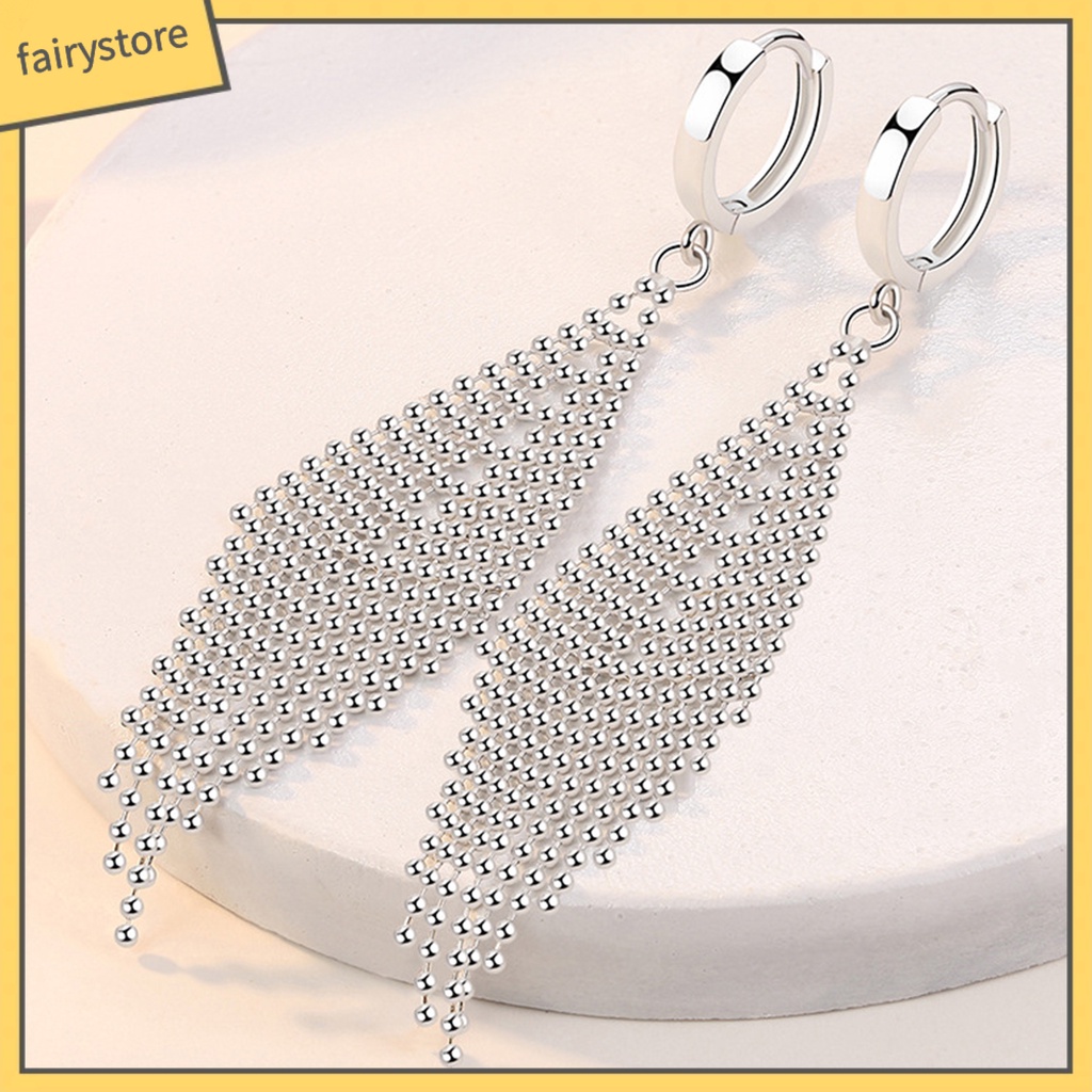 1 Đôi Bông Tai Dáng Dài Mạ Điện Đính Hạt Hình Thoi Thời Trang