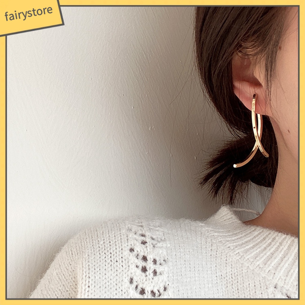 1 Đôi Bông Tai Xỏ Lỗ Dạng Xỏ Hình Học Đơn Giản Thời Trang Dành Cho Nữ