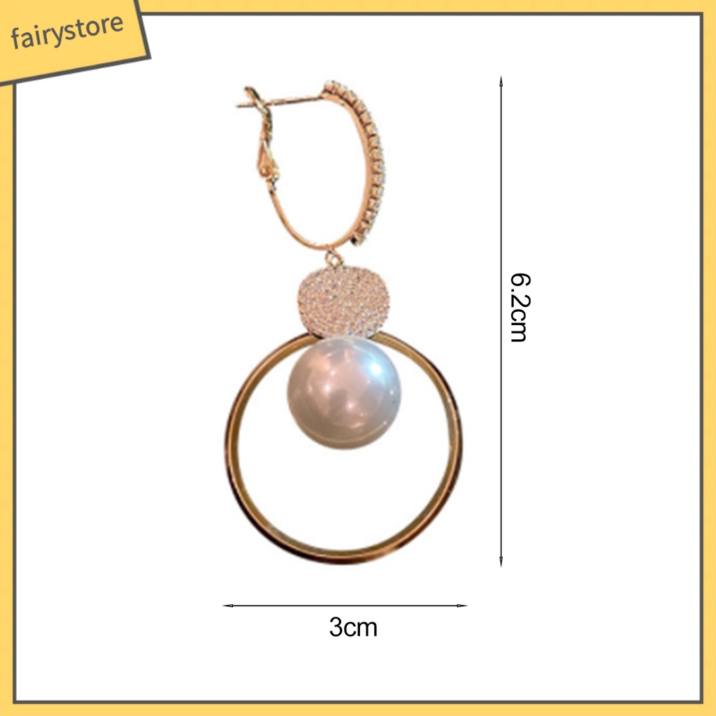 1 Đôi Bông Tai Tròn Đính Ngọc Trai Giả Phong Cách Hàn Quốc