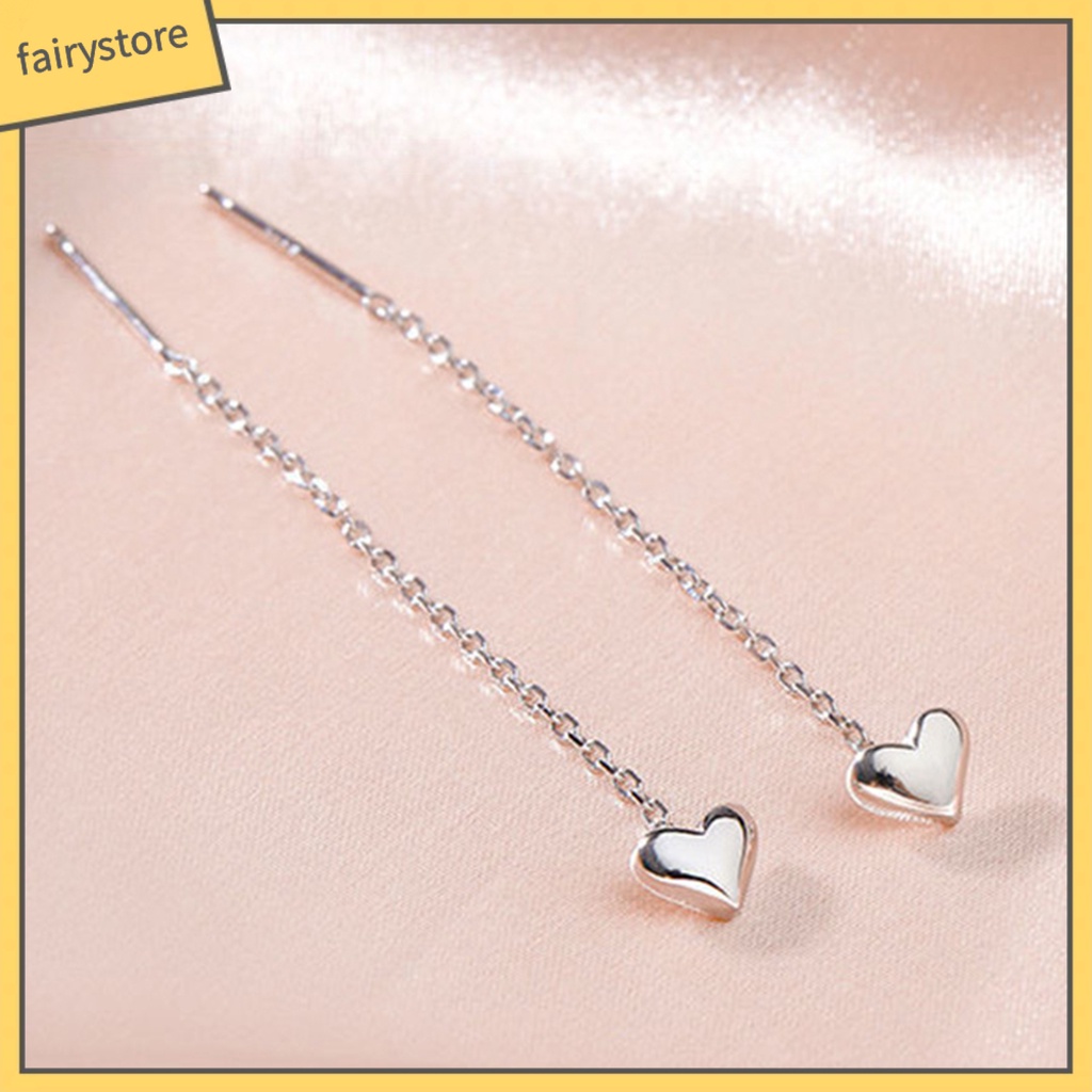 1 Đôi Bông Tai Hình Trái Tim Nhỏ Dáng Dài Trọng Lượng Nhẹ Thời Trang Nữ