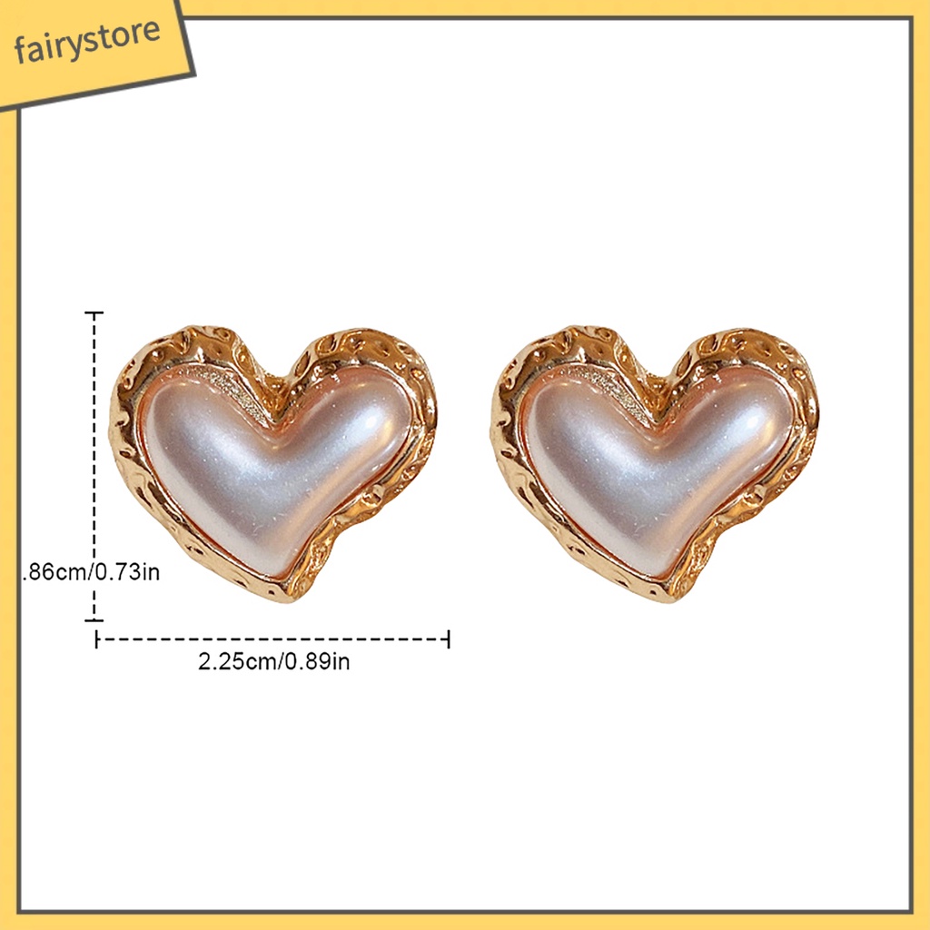 Bông Tai Hình Trái Tim Màu Gradient Đính Ngọc Trai Giả Sang Trọng Thời Trang Cho Nữ